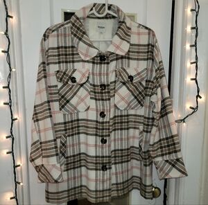 Kensie Barn Plaid Jacket - Cream and Brown Fishermancore Lumberjack